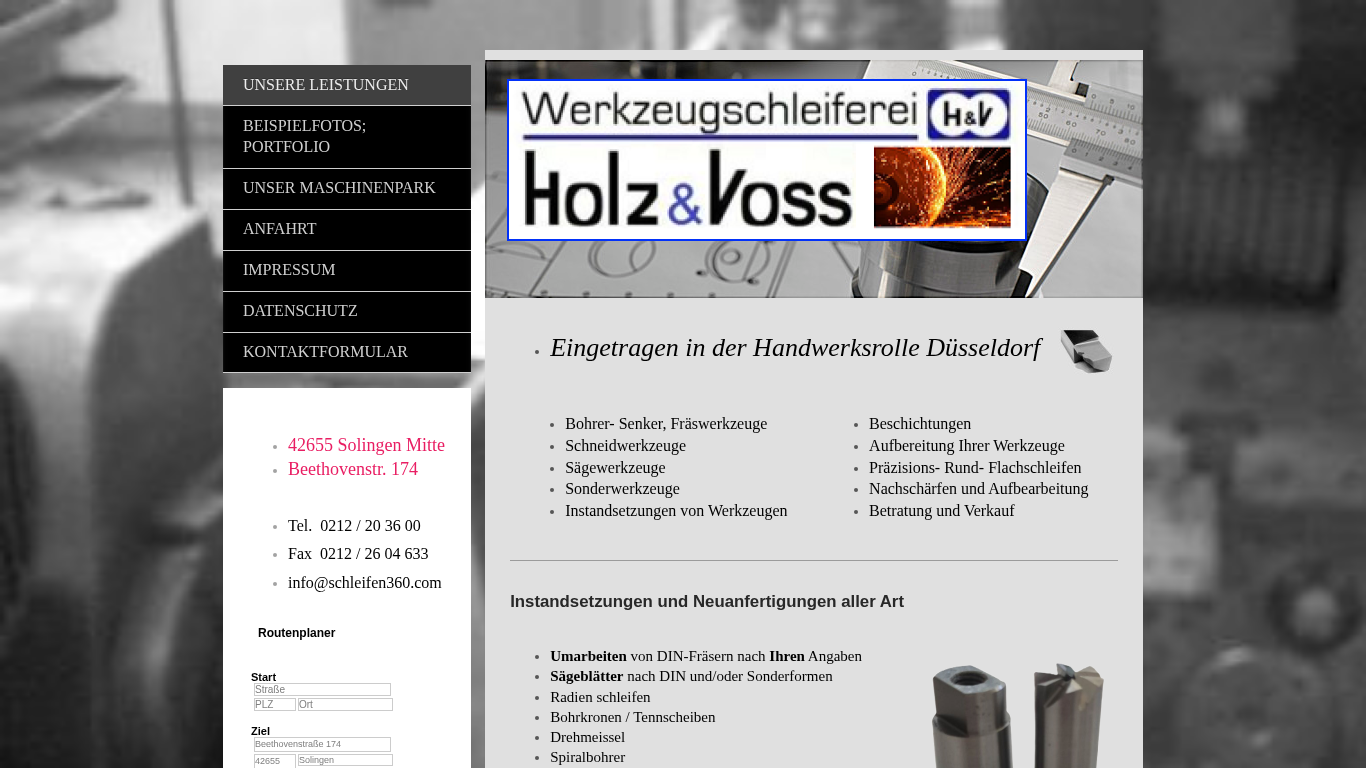 Website-Vorschau von Werkzeugschleiferei Holz & Voss e.K.
