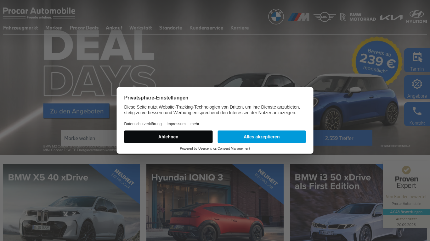 Monitorprint der Firmenwebsite