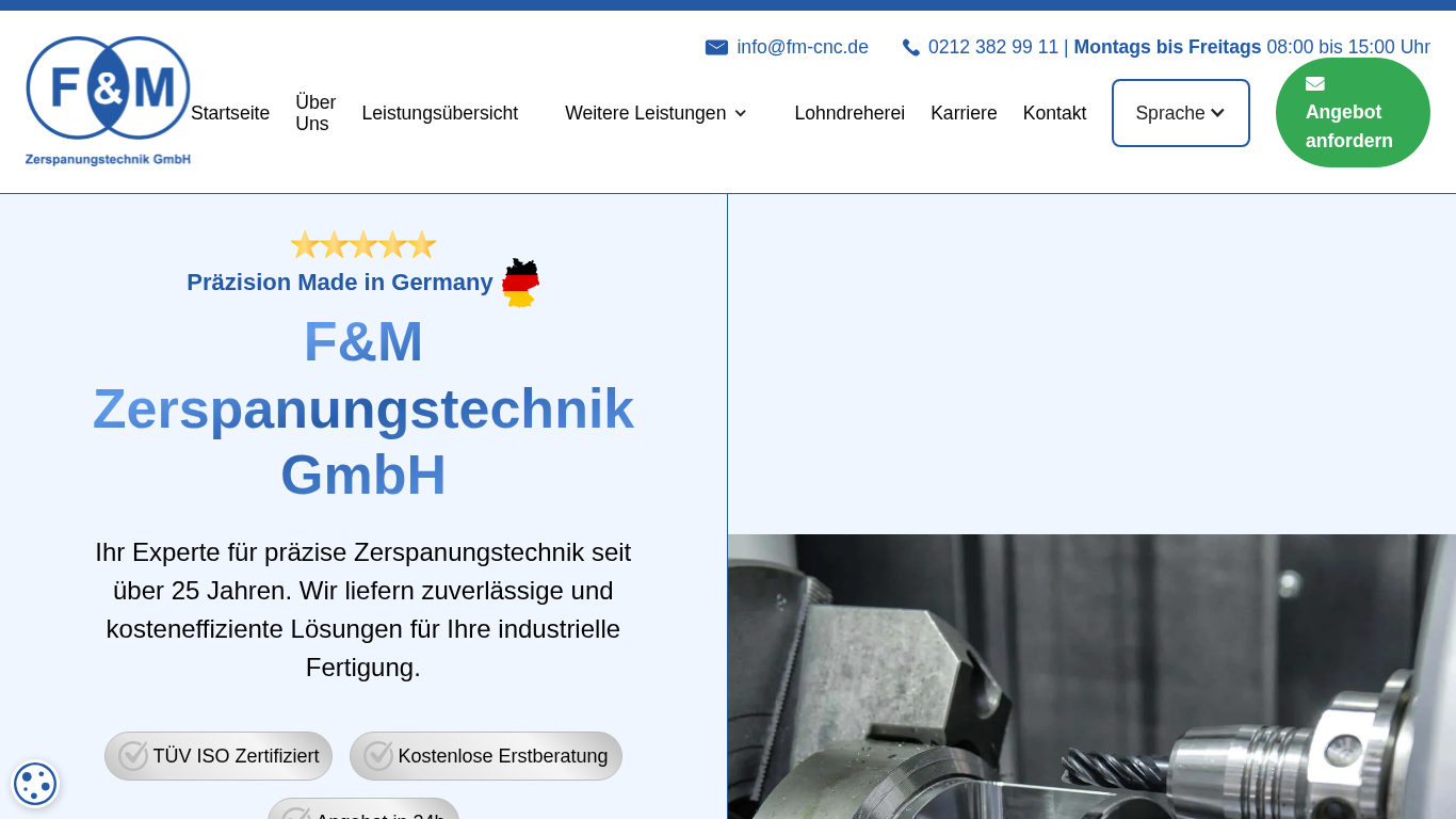 Website-Vorschau von F&M Zerspanungstechnik GmbH