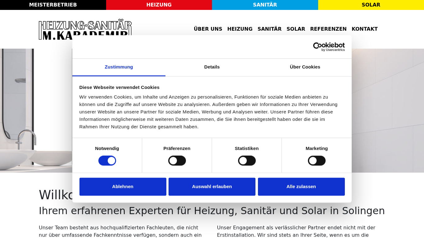 Monitorprint der Firmenwebsite
