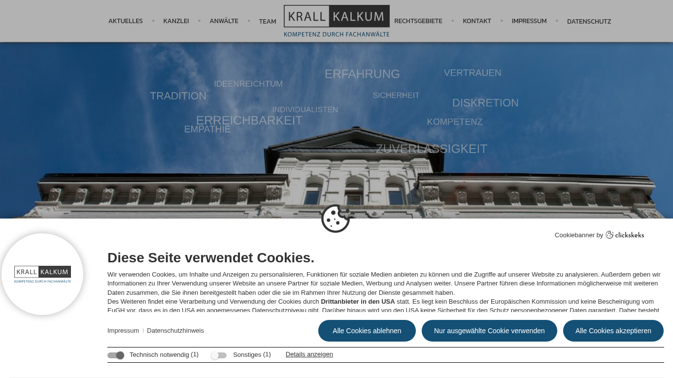 Monitorprint der Firmenwebsite