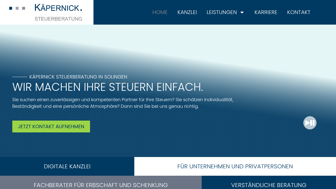 Monitorprint der Firmenwebsite