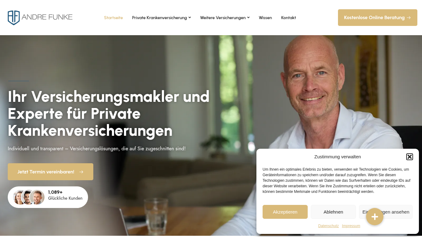 Monitorprint der Firmenwebsite