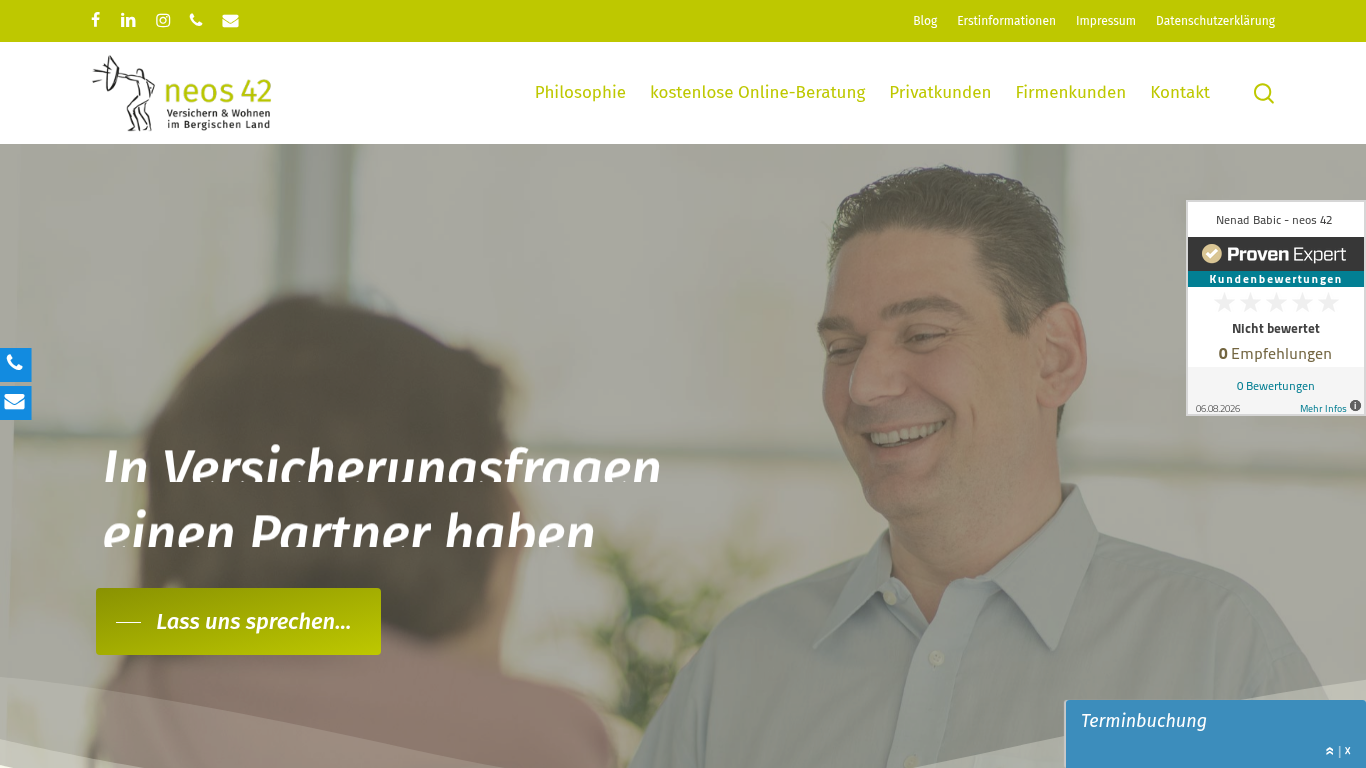 Monitorprint der Firmenwebsite