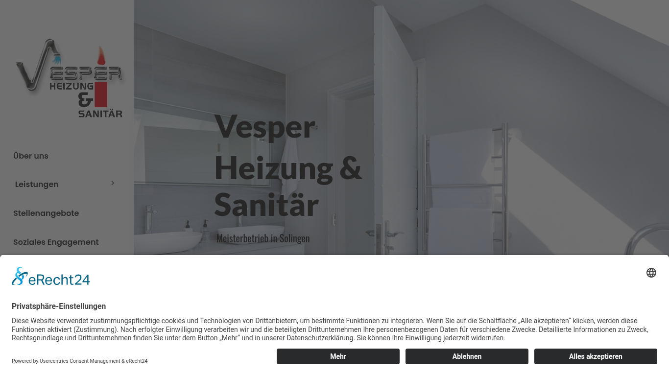 Monitorprint der Firmenwebsite